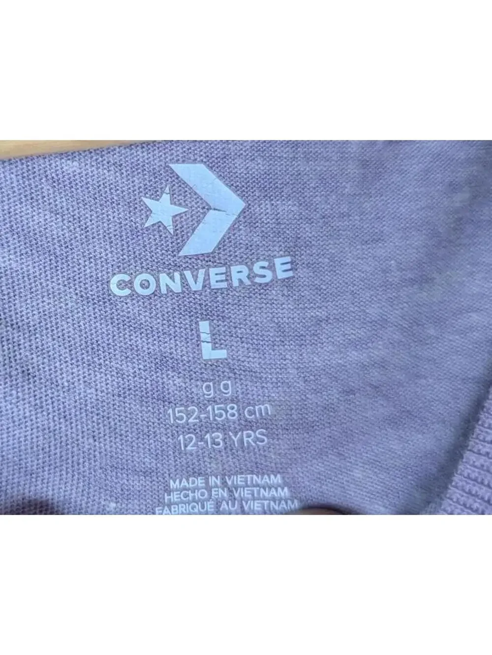 Converse All Star Purple Heather Short Sleeve Crop Graphic Tee Youth Size L